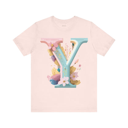 Natural Cotton Tee Shirt - Letters Collection - Y Printify