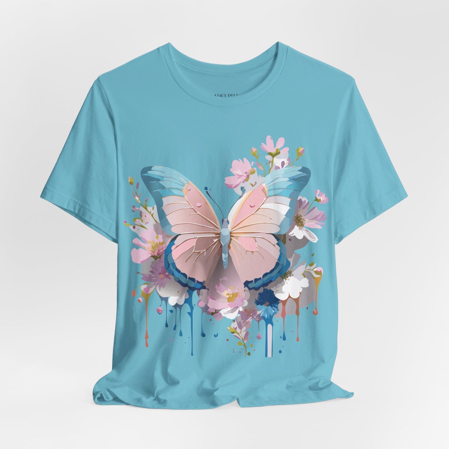 Natural Cotton Tee Shirt with Butterfly