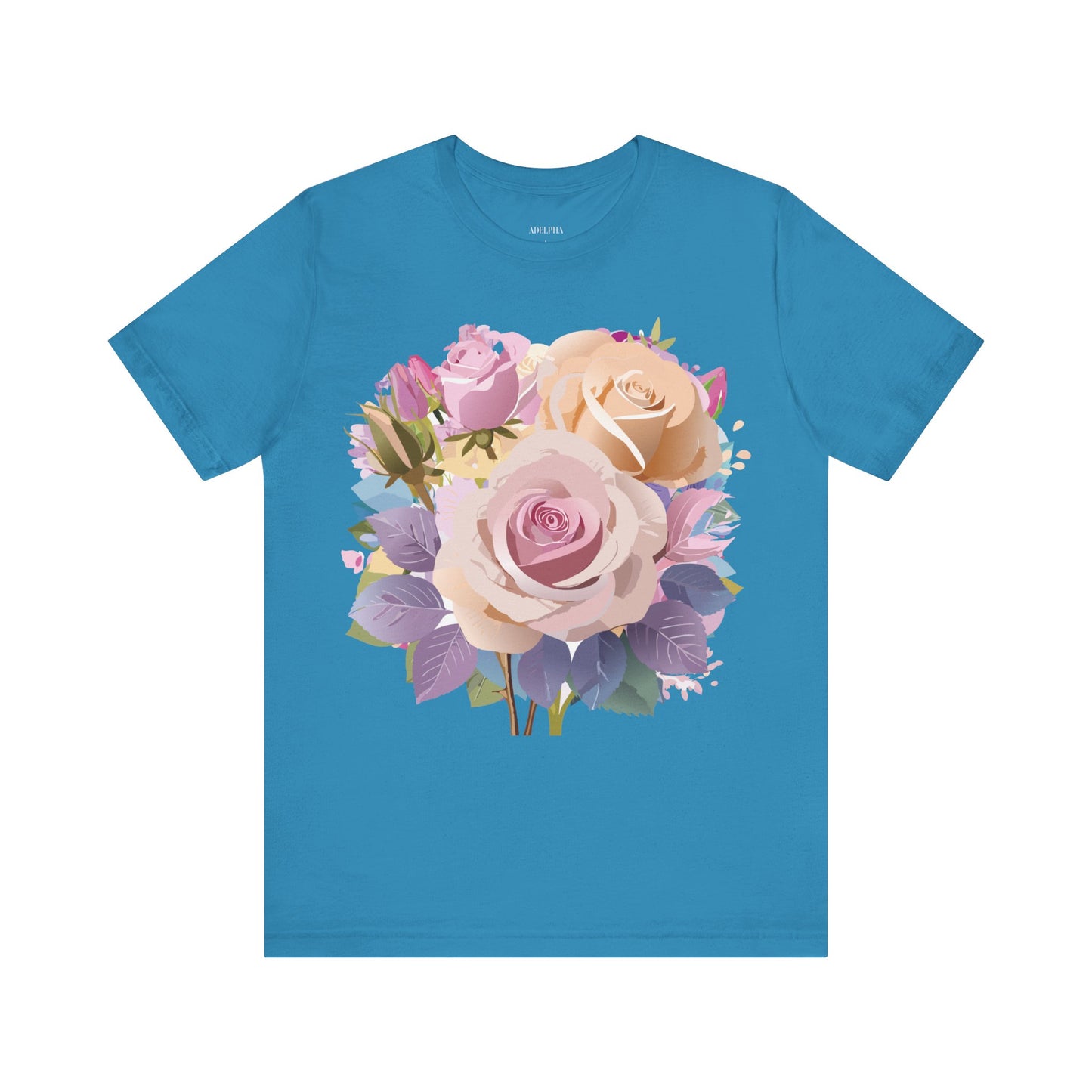 Natural Cotton Tee Shirt with Flowers