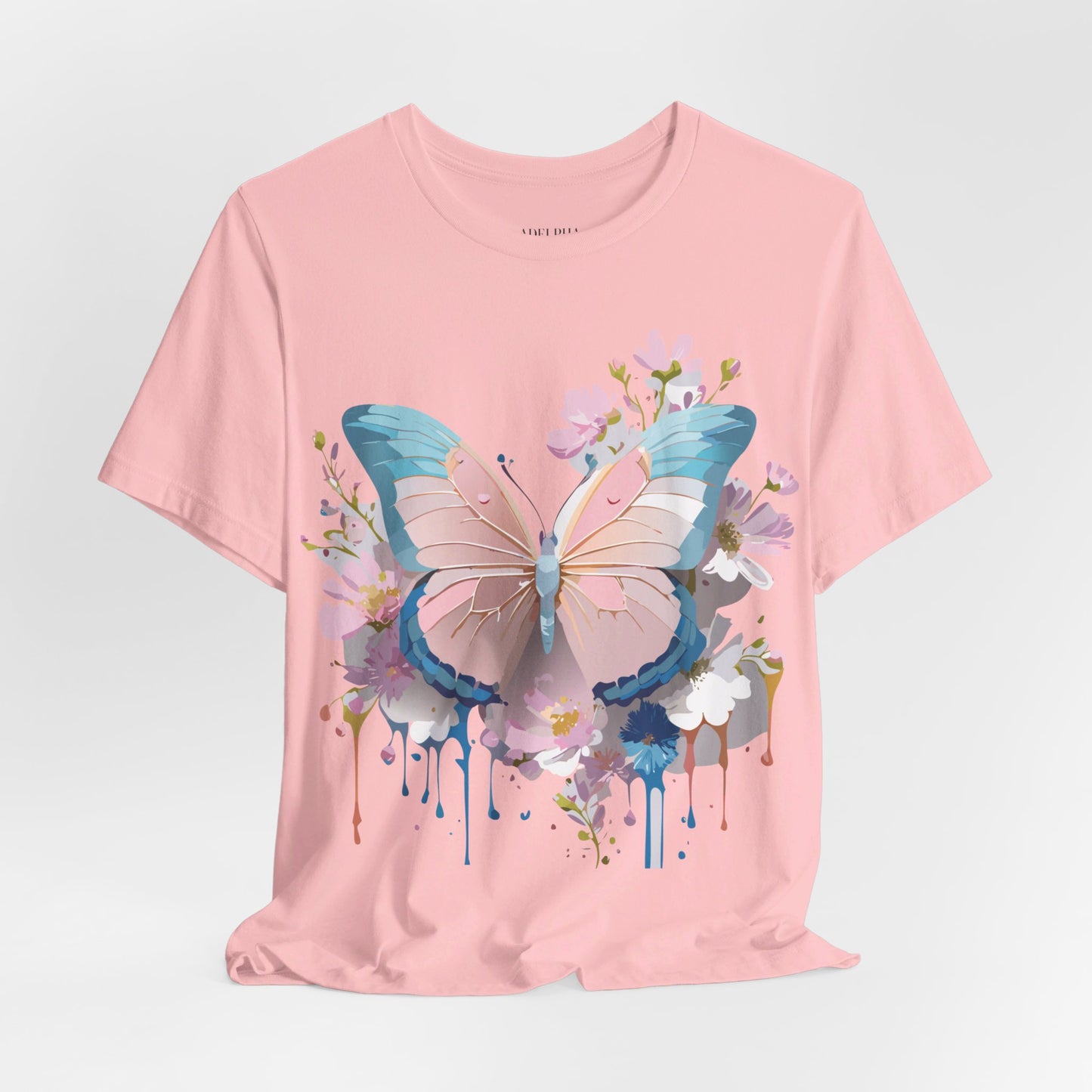 Natural Cotton Tee Shirt with Butterfly