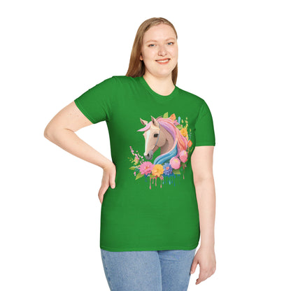 Unisex Horse Shirt Soft Cotton Tee With Animal Artwork Gildan Softstyle