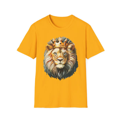 Unisex Lion Print T Shirt Softstyle 64000 One Hundred Percent Ring Spun Cotton