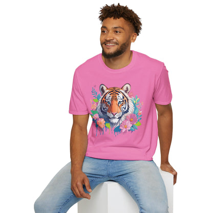 Tiger Themed Unisex Cotton Short Sleeve T Shirt Animal Print Tee