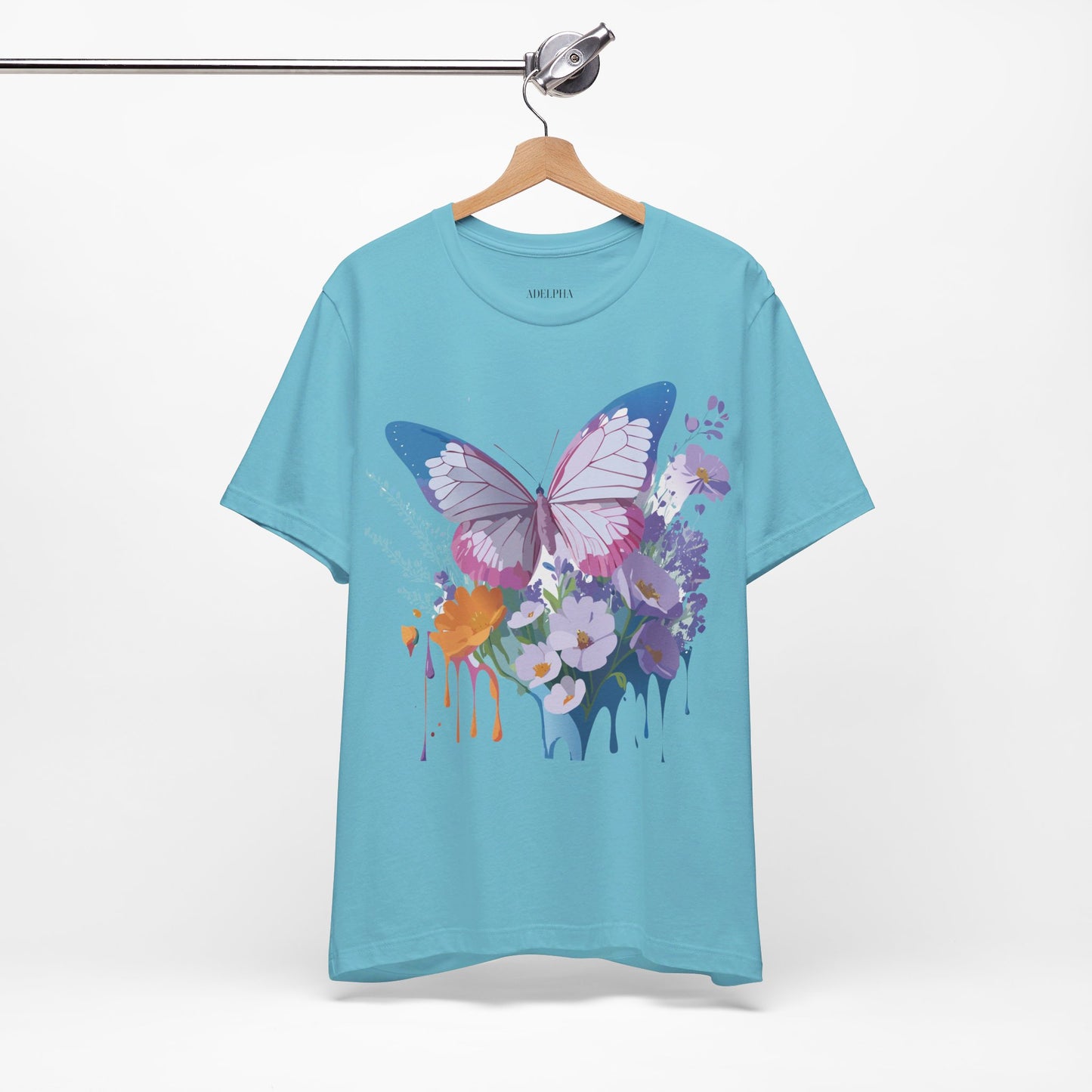 Natural Cotton Tee Shirt with Butterfly