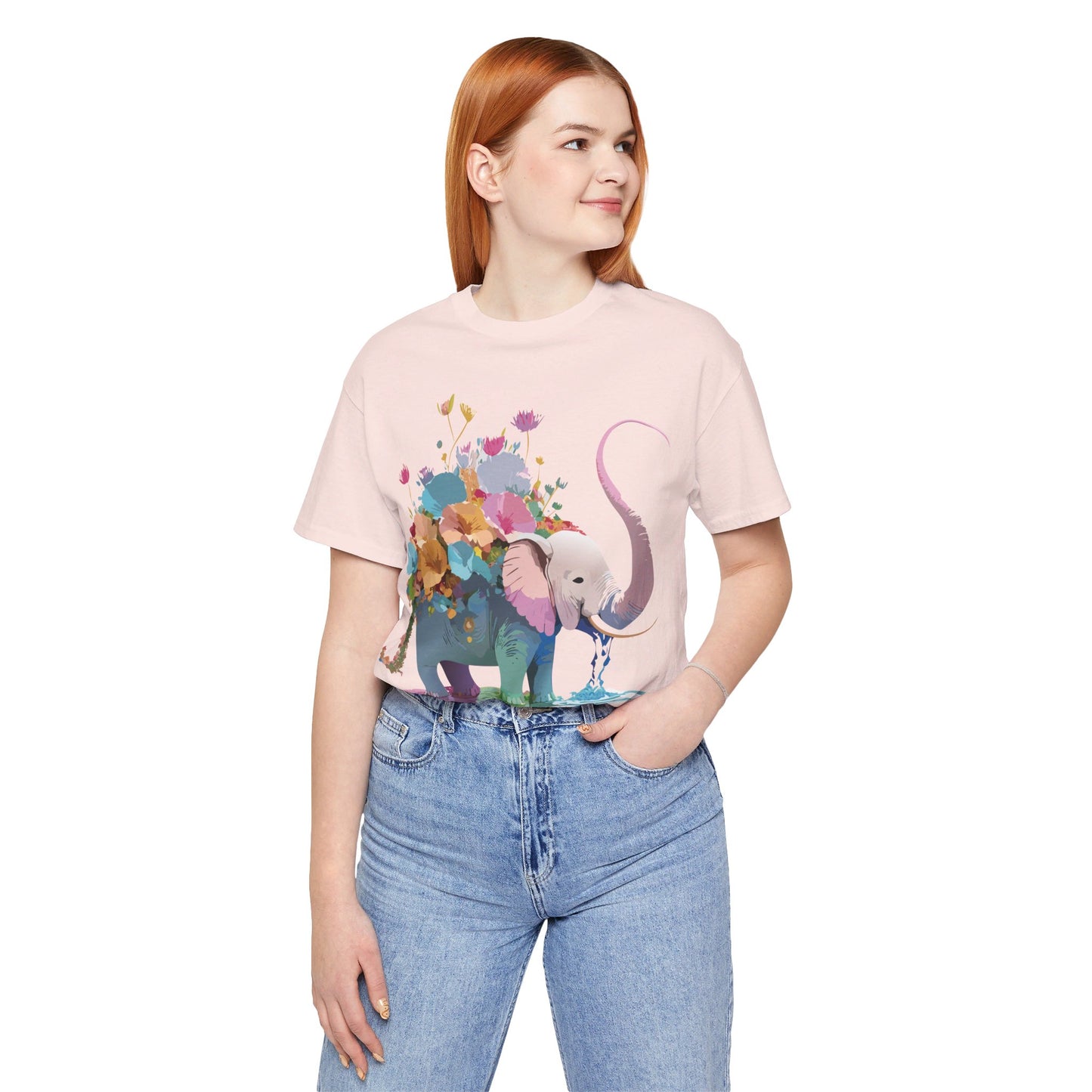 Natural Cotton Tee Shirt with Elephant