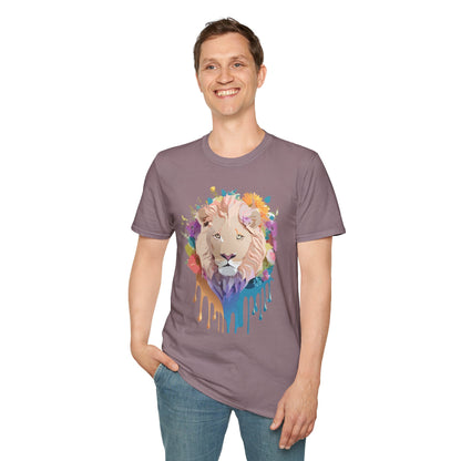 Unisex Lion Shirt Floral Lion Tee Softstyle Gildan 64000 100 Percent Cotton