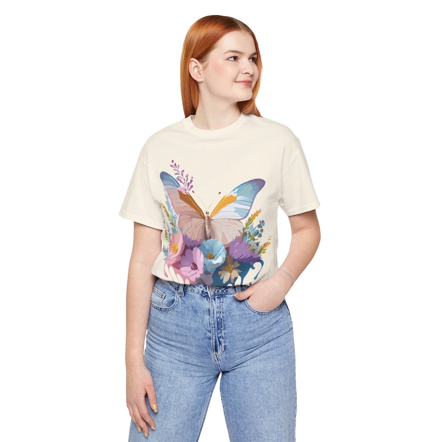 T-shirt en coton naturel avec papillon