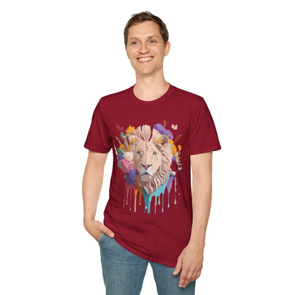 Unisex Lion Shirt Floral Lion Tee Softstyle 64000 Gildan Cotton Tee