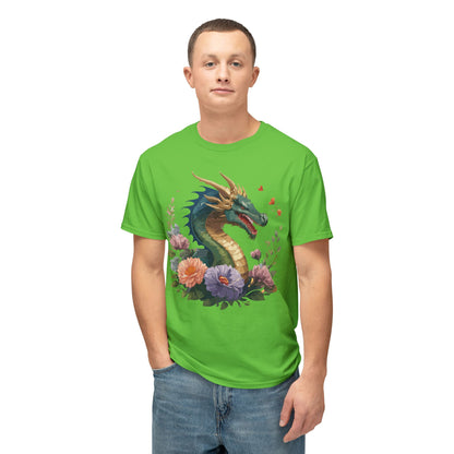 Dragon Art Design Shirt Unisex Cotton T Shirt Floral Print Tee