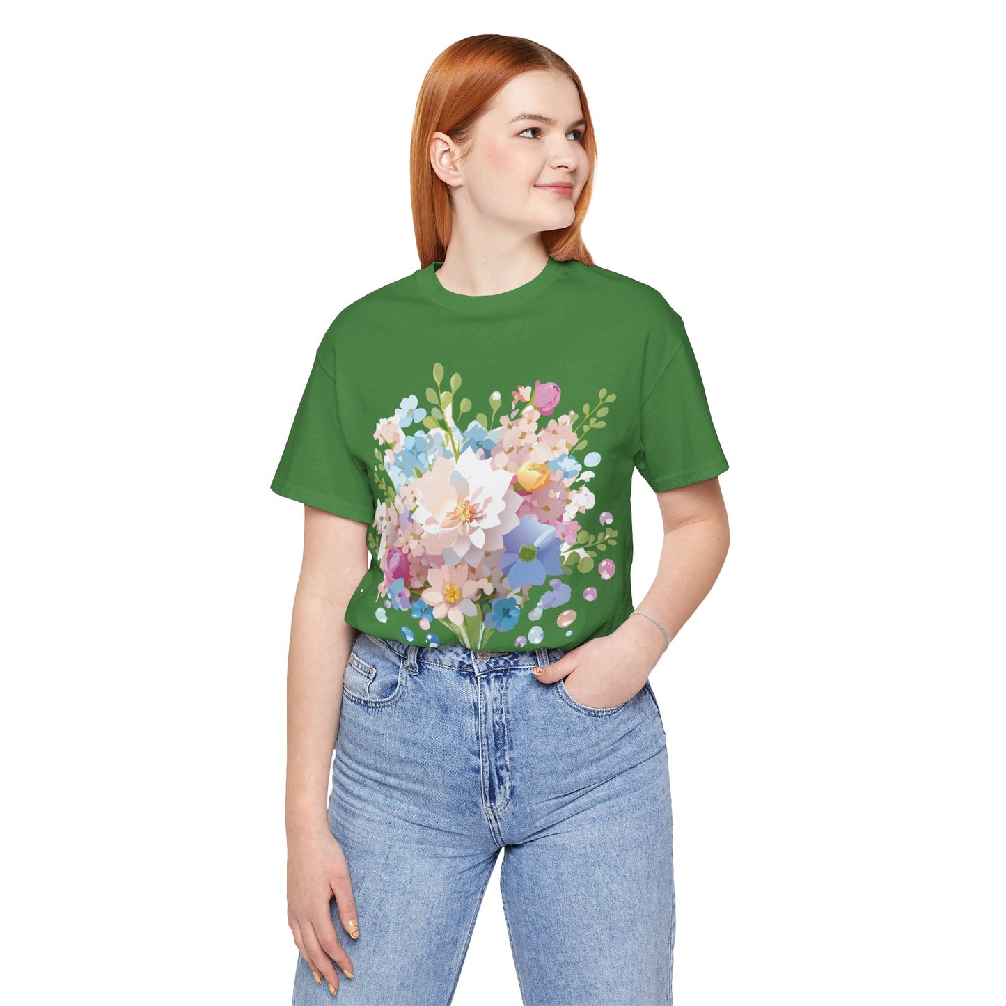 T-shirt en coton naturel avec fleurs