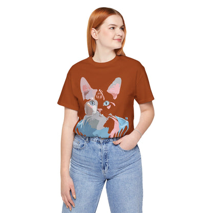 Natural Cotton Tee Shirt with Cat Printify