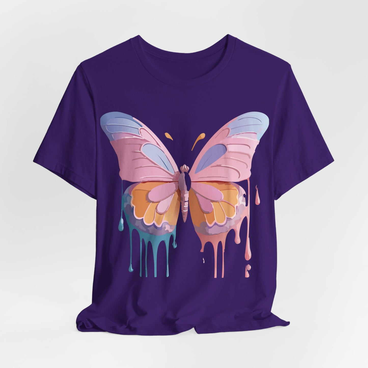 Natural Cotton Tee Shirt with Butterfly