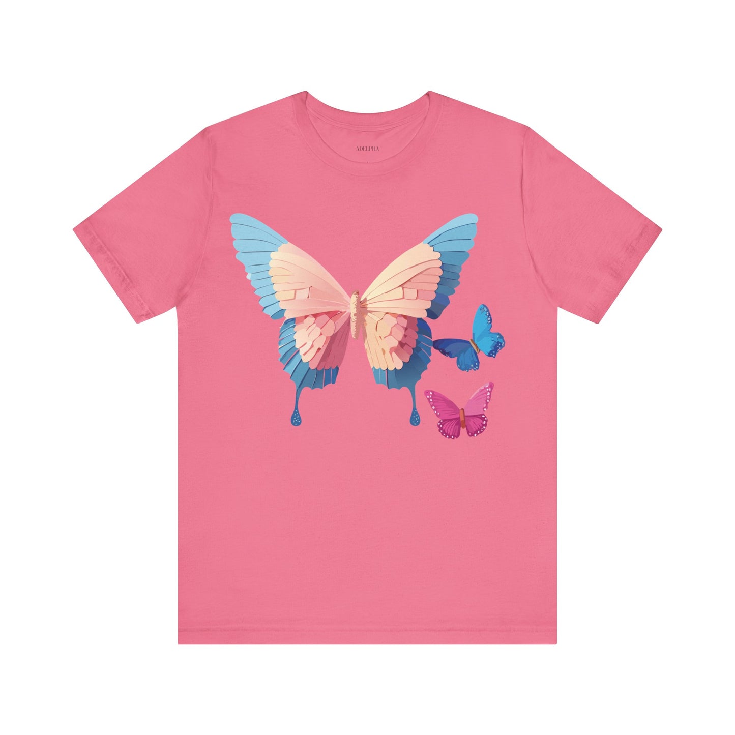 Natural Cotton Tee Shirt with Butterfly