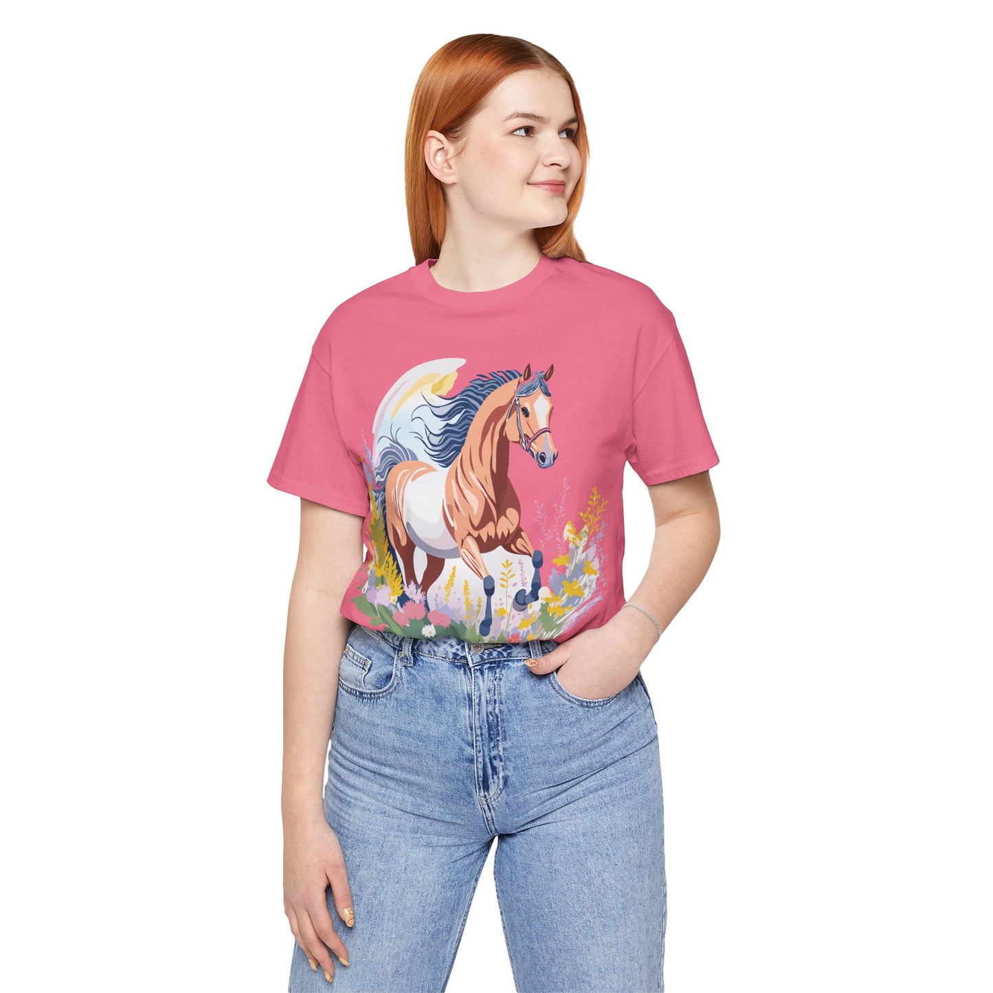 Natural Cotton Tee Shirt with Horse