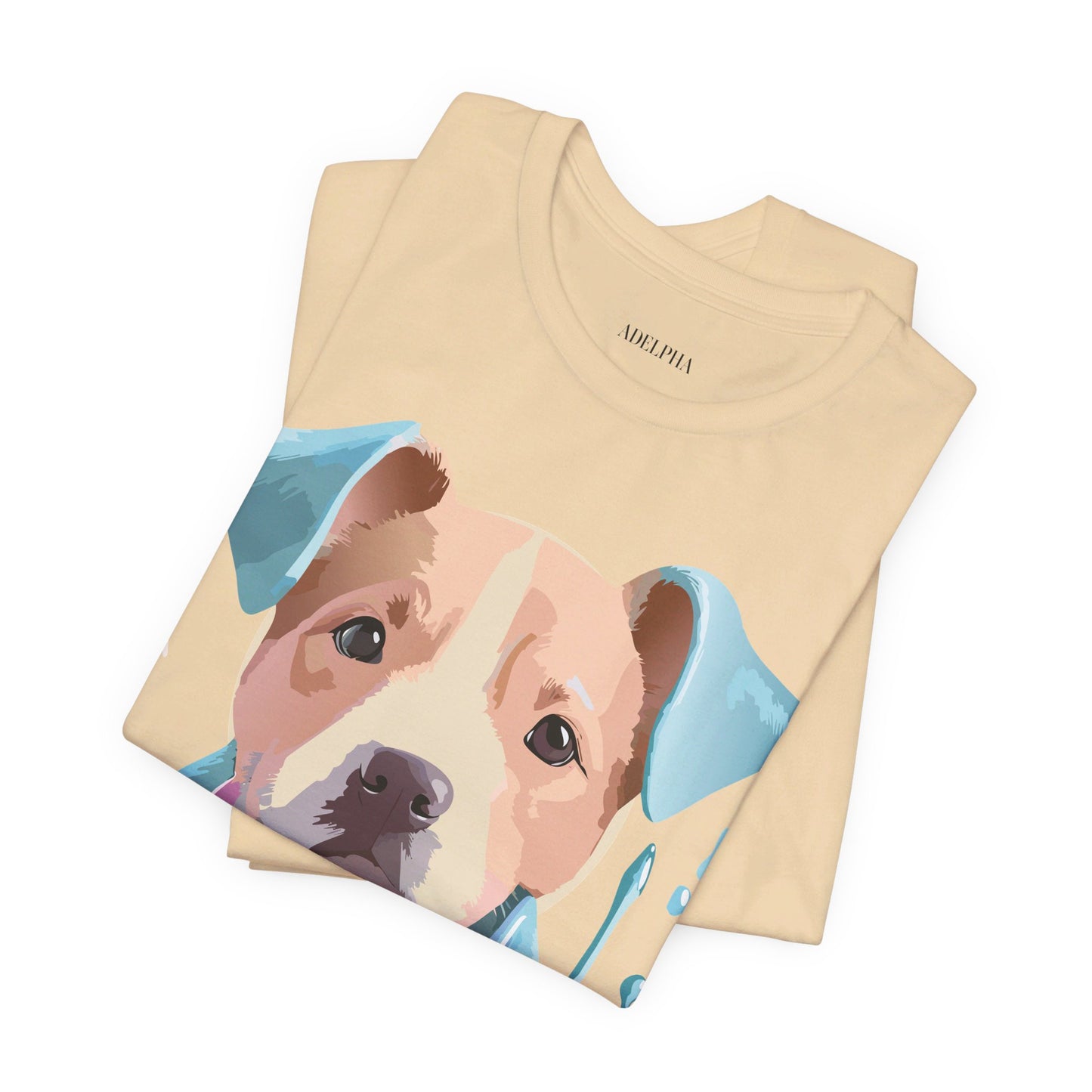 Natural Cotton Tee Shirt with Dog