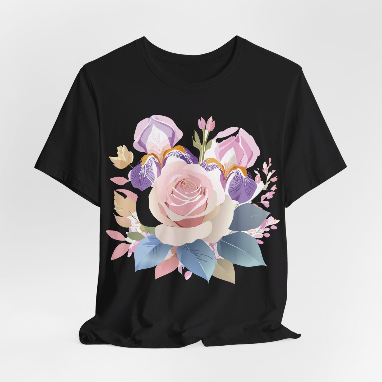 Natural Cotton Tee Shirt with Flowers