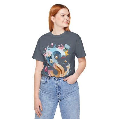 Natural Cotton Tee Shirt - Letters Collection - S Printify