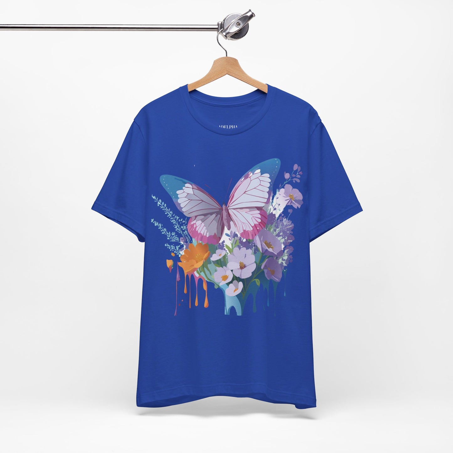 Natural Cotton Tee Shirt with Butterfly