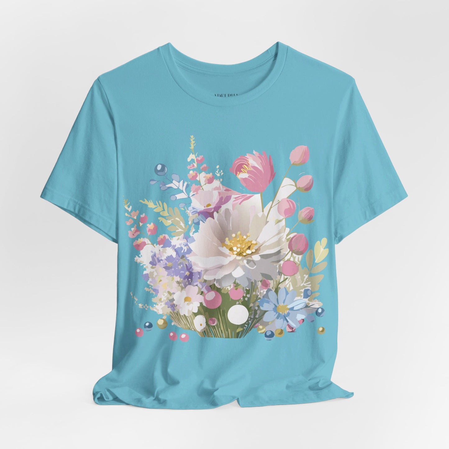 T-shirt en coton naturel avec fleurs