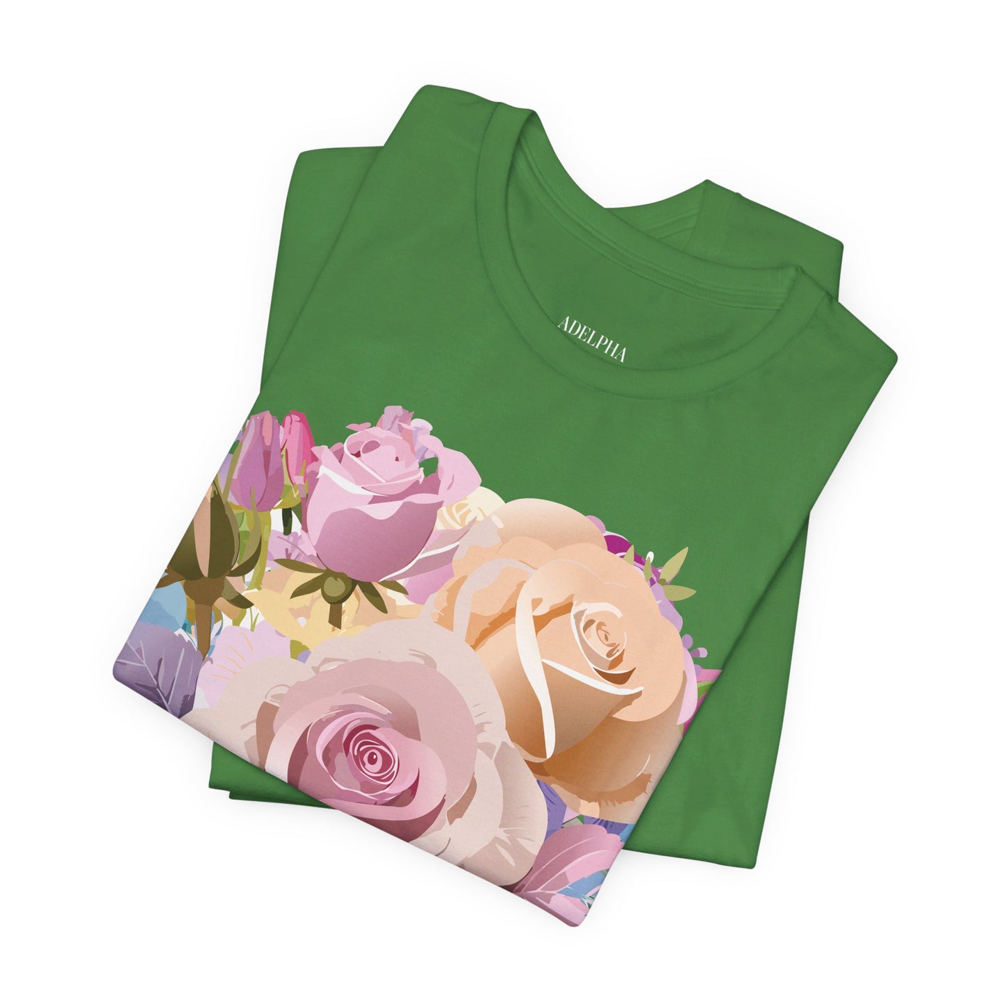 Natural Cotton Tee Shirt with Flowers