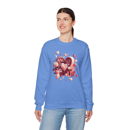 Unisex Floral Big Heart Sweatshirt Love Floral Valentine Day Cotton Poly Blend