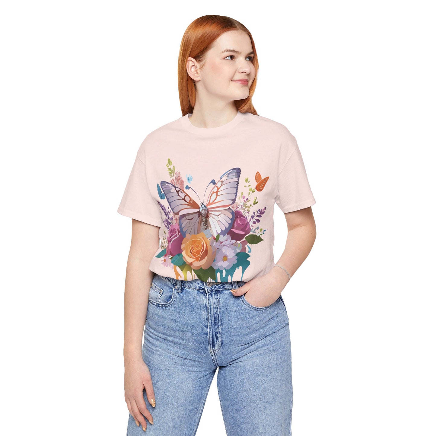 T-shirt en coton naturel avec papillon