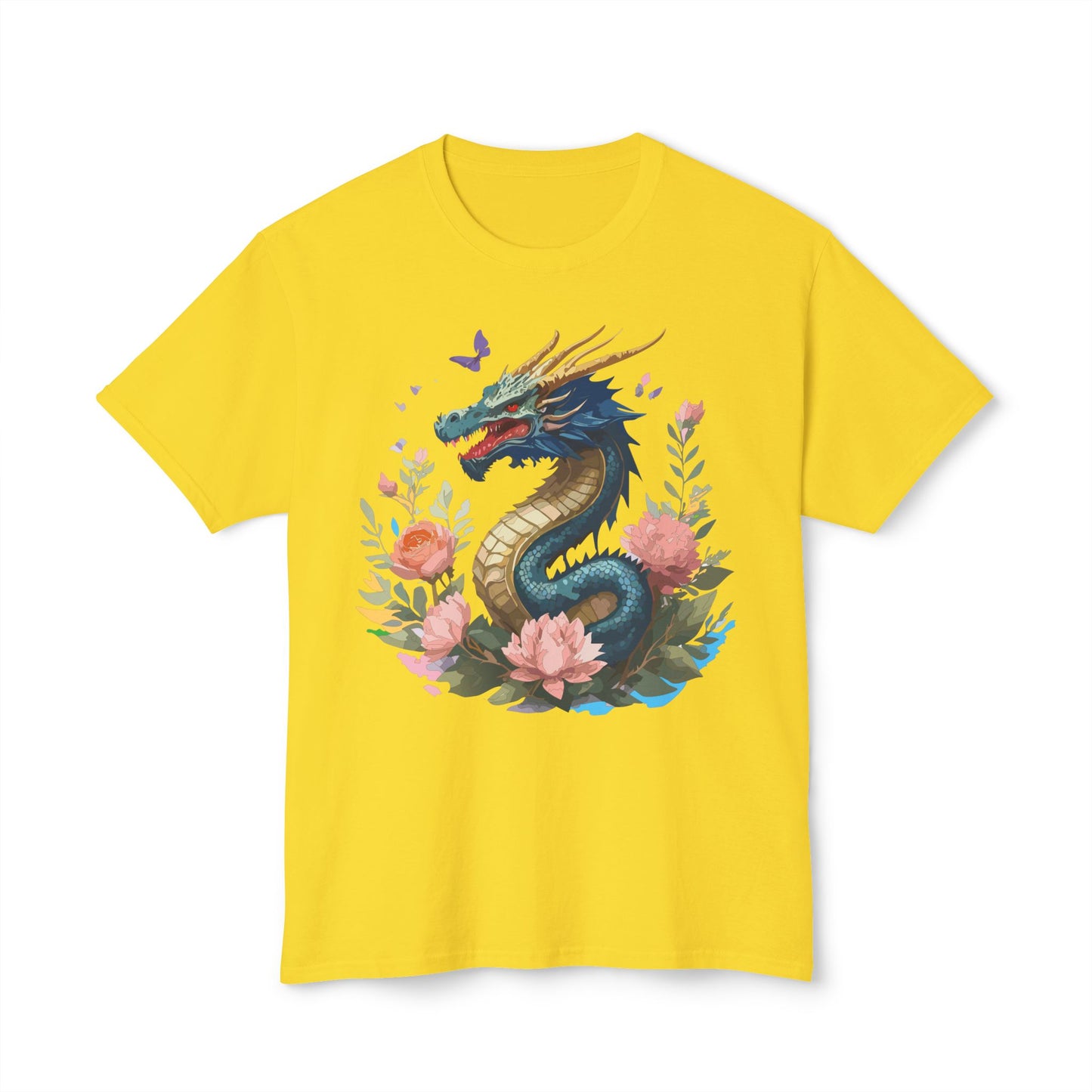 Dragon T-Shirt, Vintage Dragon Tee, Floral Tees, Dragon Art Design Shirt, Tee Shirt with Dragon 2