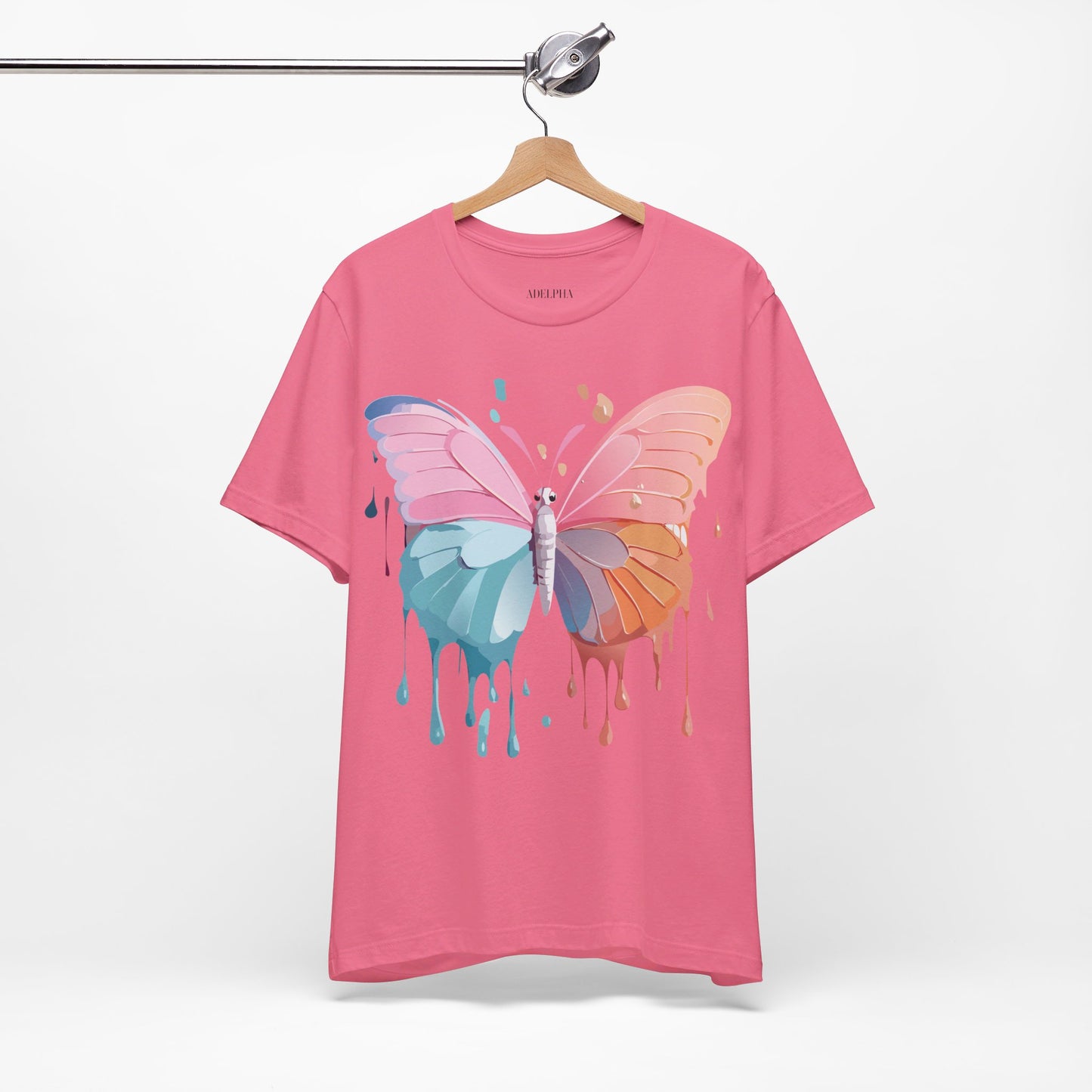 Natural Cotton Tee Shirt with Butterfly