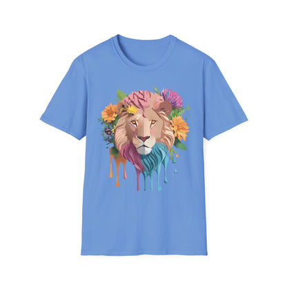 Floral Lion Shirt Unisex Tee Animal Print Gildan Softstyle 64000