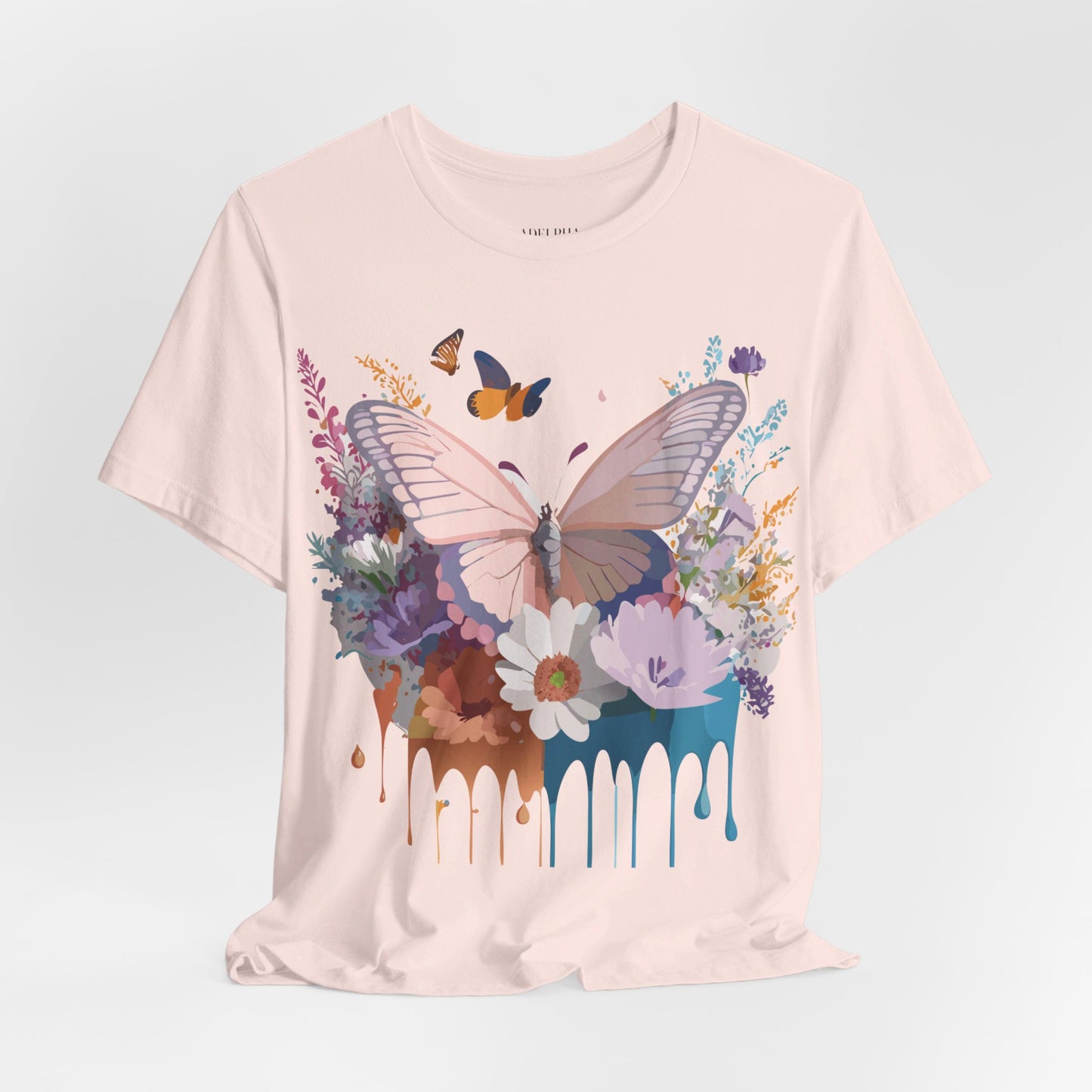 Natural Cotton Tee Shirt with Butterfly