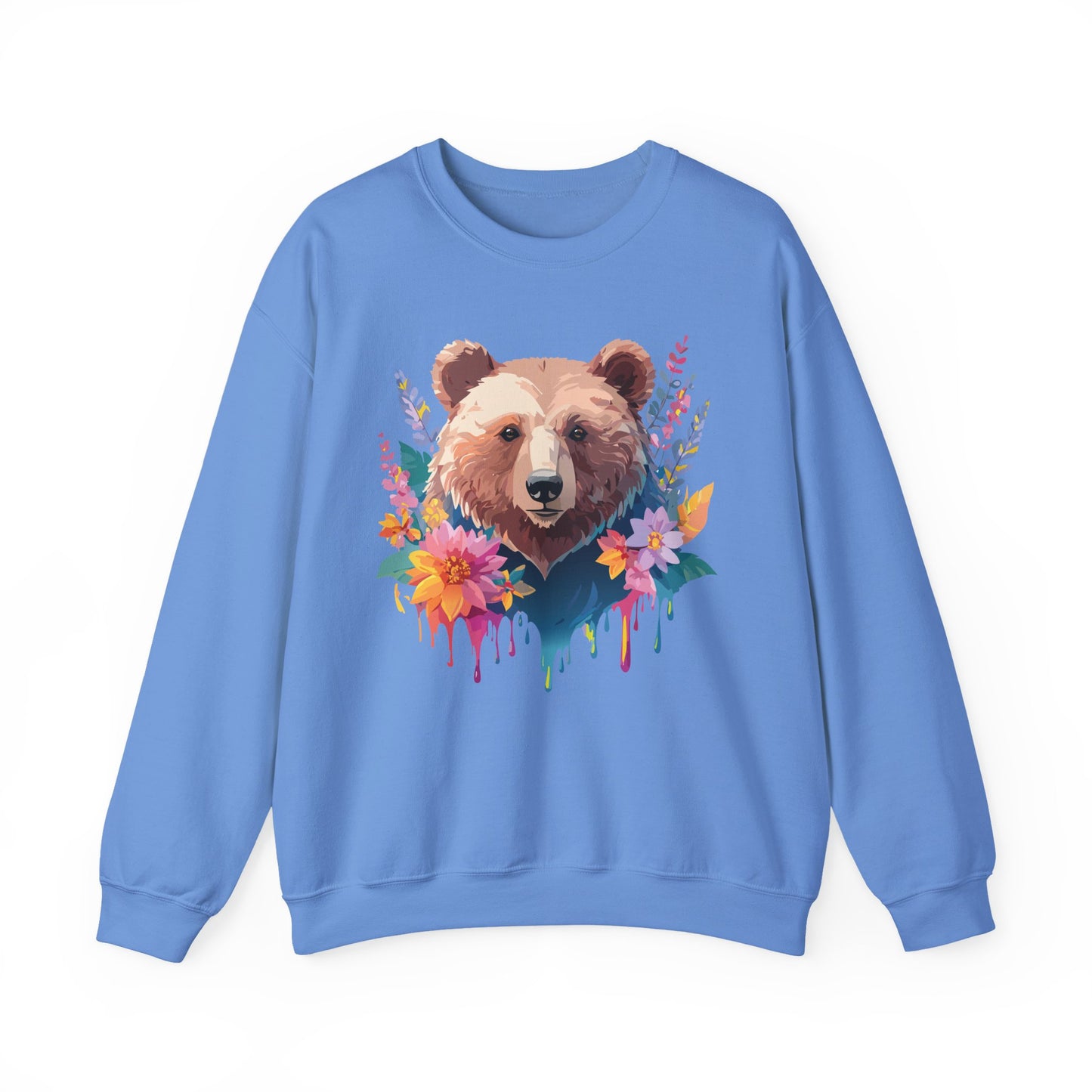 Unisex Floral Bear Sweatshirt, Animals Sweatshirt, Floral Sweatshirt, Art Design Sweatshirt