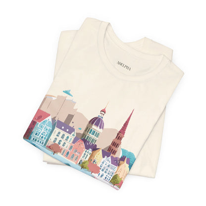 Natural Cotton Tee Shirt - Beautiful Places Collection - Warnemünde and Rostock - Germany Printify