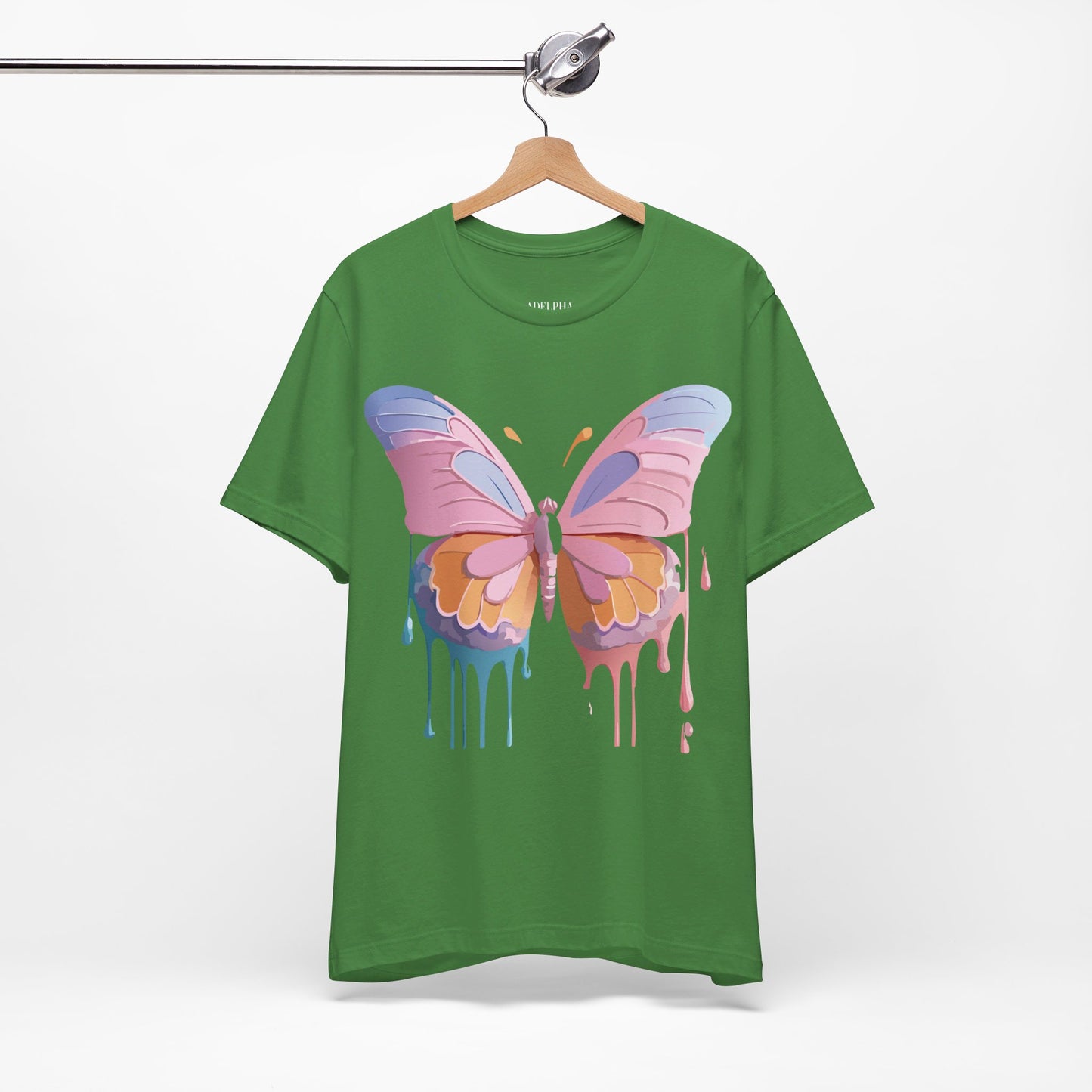 Natural Cotton Tee Shirt with Butterfly