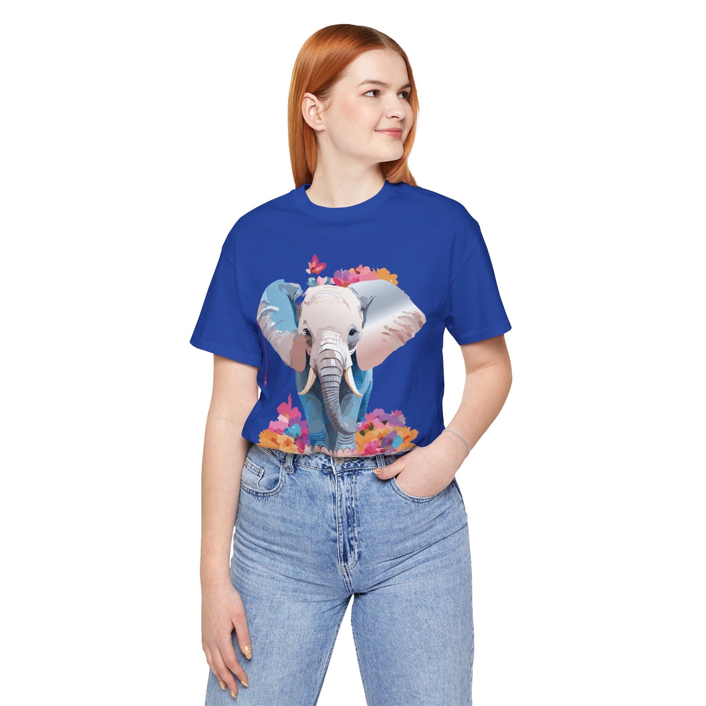 T-shirt en coton naturel avec motif éléphant