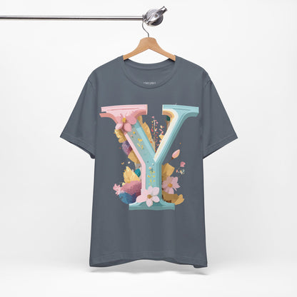 Natural Cotton Tee Shirt - Letters Collection - Y Printify