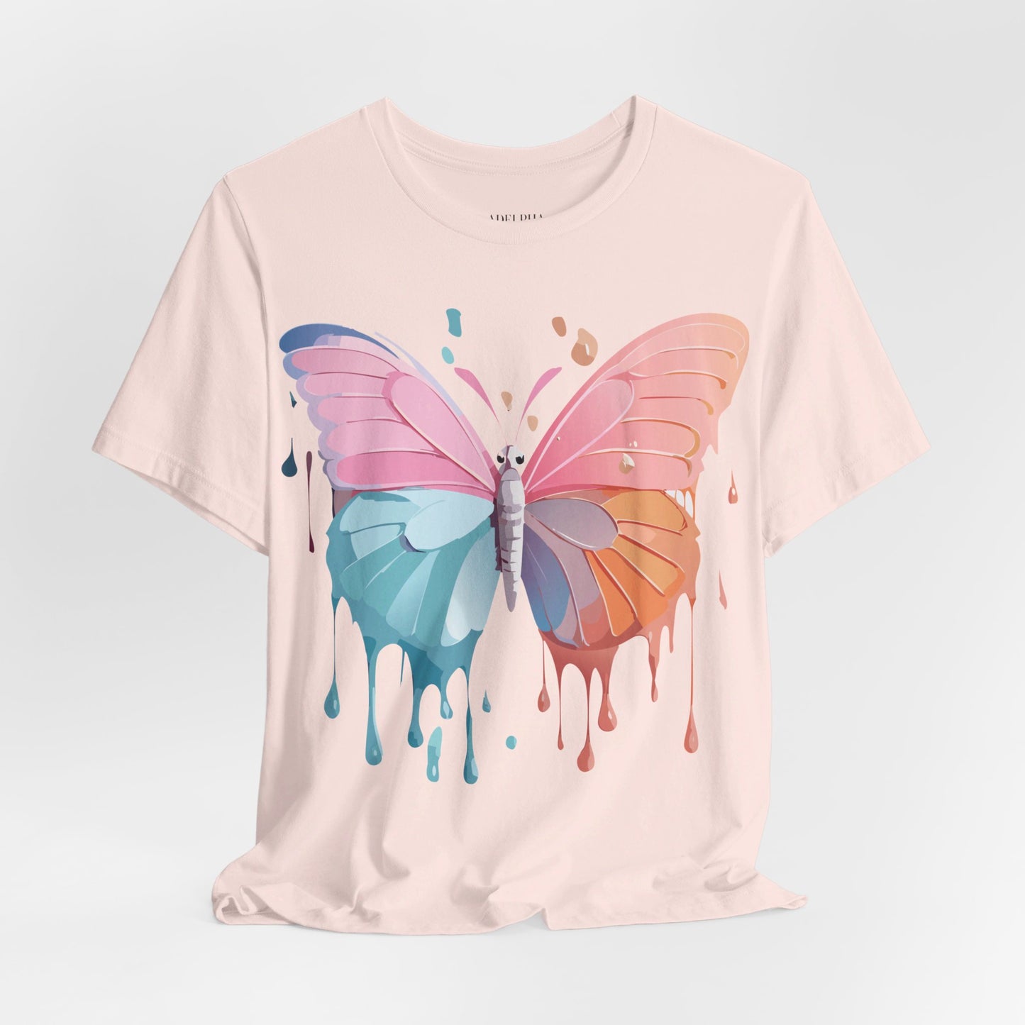 Natural Cotton Tee Shirt with Butterfly