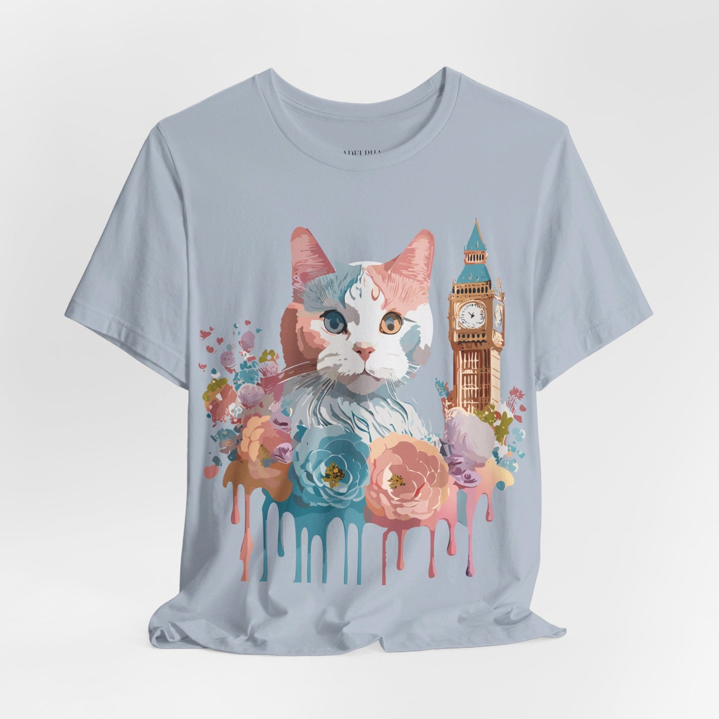 Natural Cotton Tee Shirt with Cat