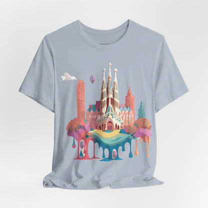 Natural Cotton Tee Shirt - Beautiful Places Collection - Barcelona Printify