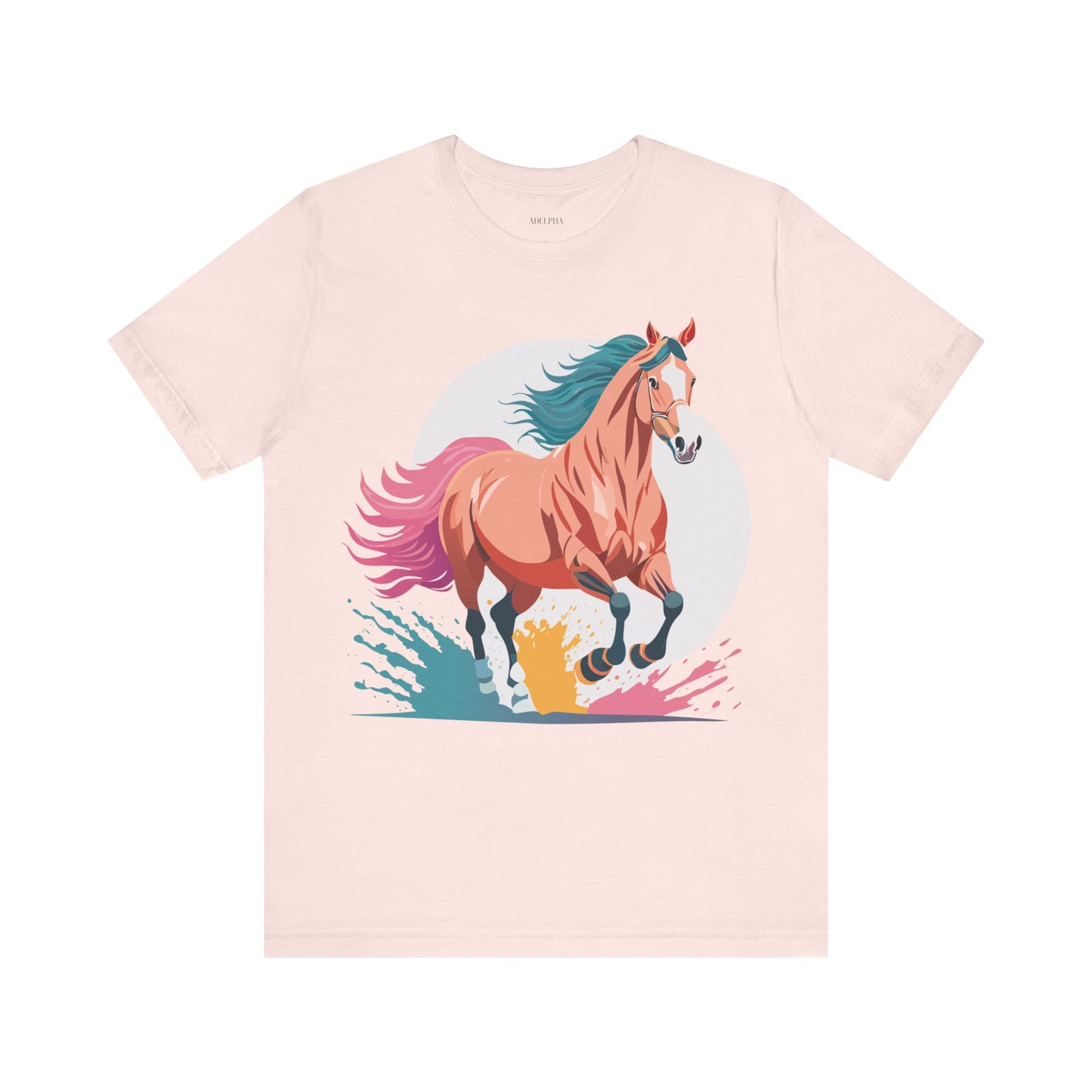 Natural Cotton Tee Shirt with Horse