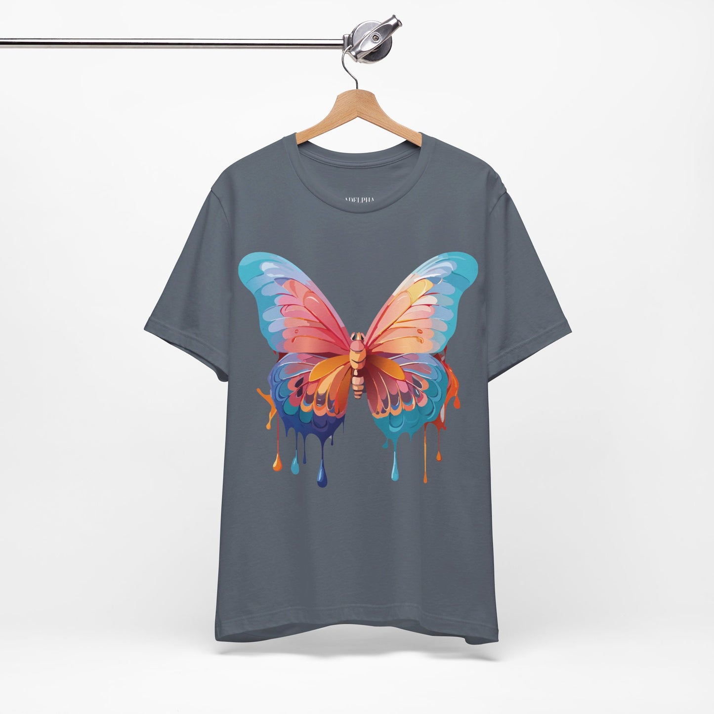 Natural Cotton Tee Shirt with Butterfly