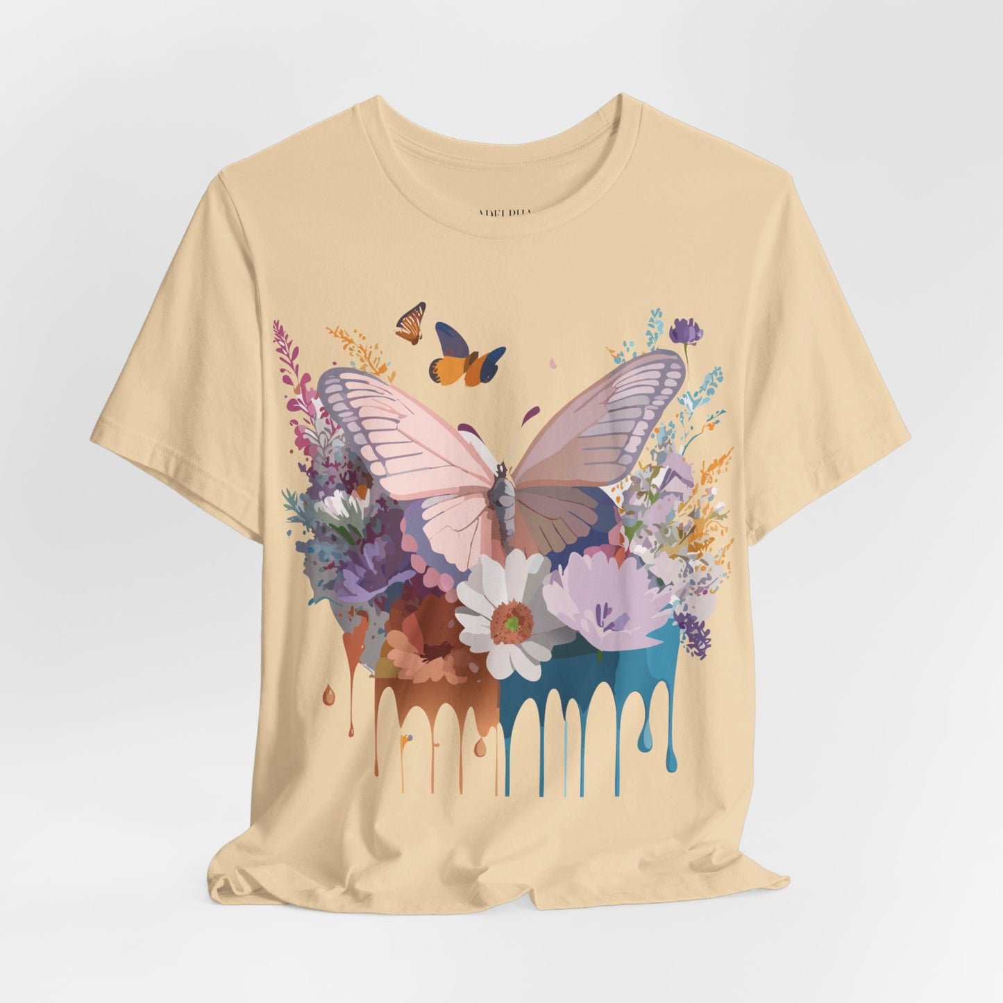 Natural Cotton Tee Shirt with Butterfly