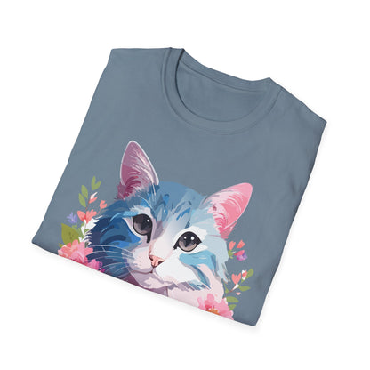 Cat Shirt Unisex Cat Tee Kitten Print Gildan Softstyle 64000