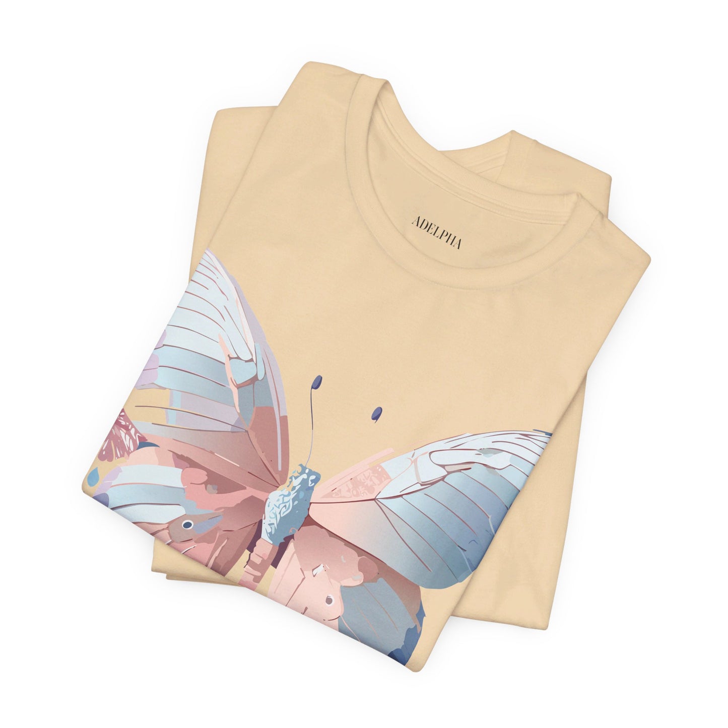 Natural Cotton Tee Shirt with Butterfly