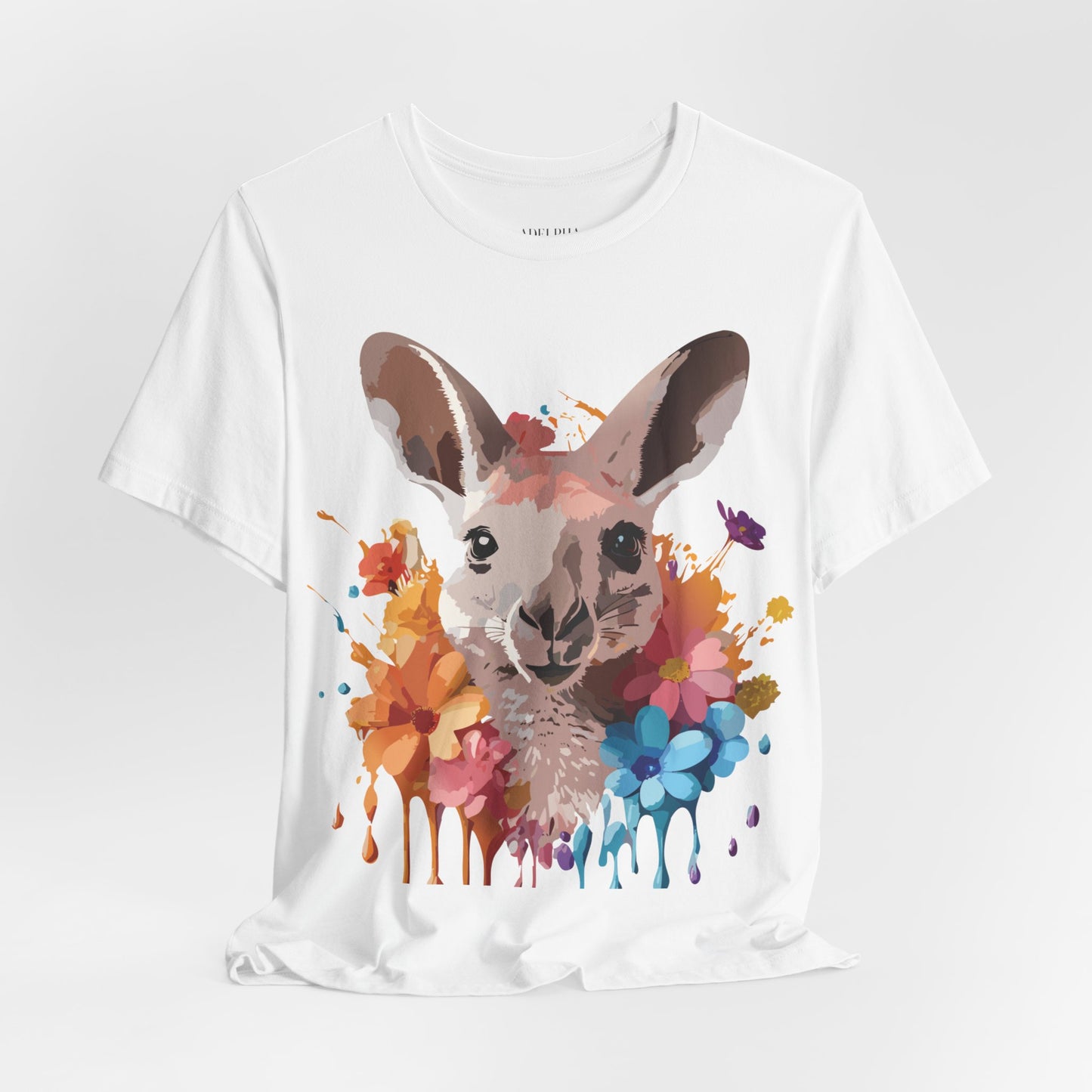 Natural Cotton Tee Shirt with Kangaroo