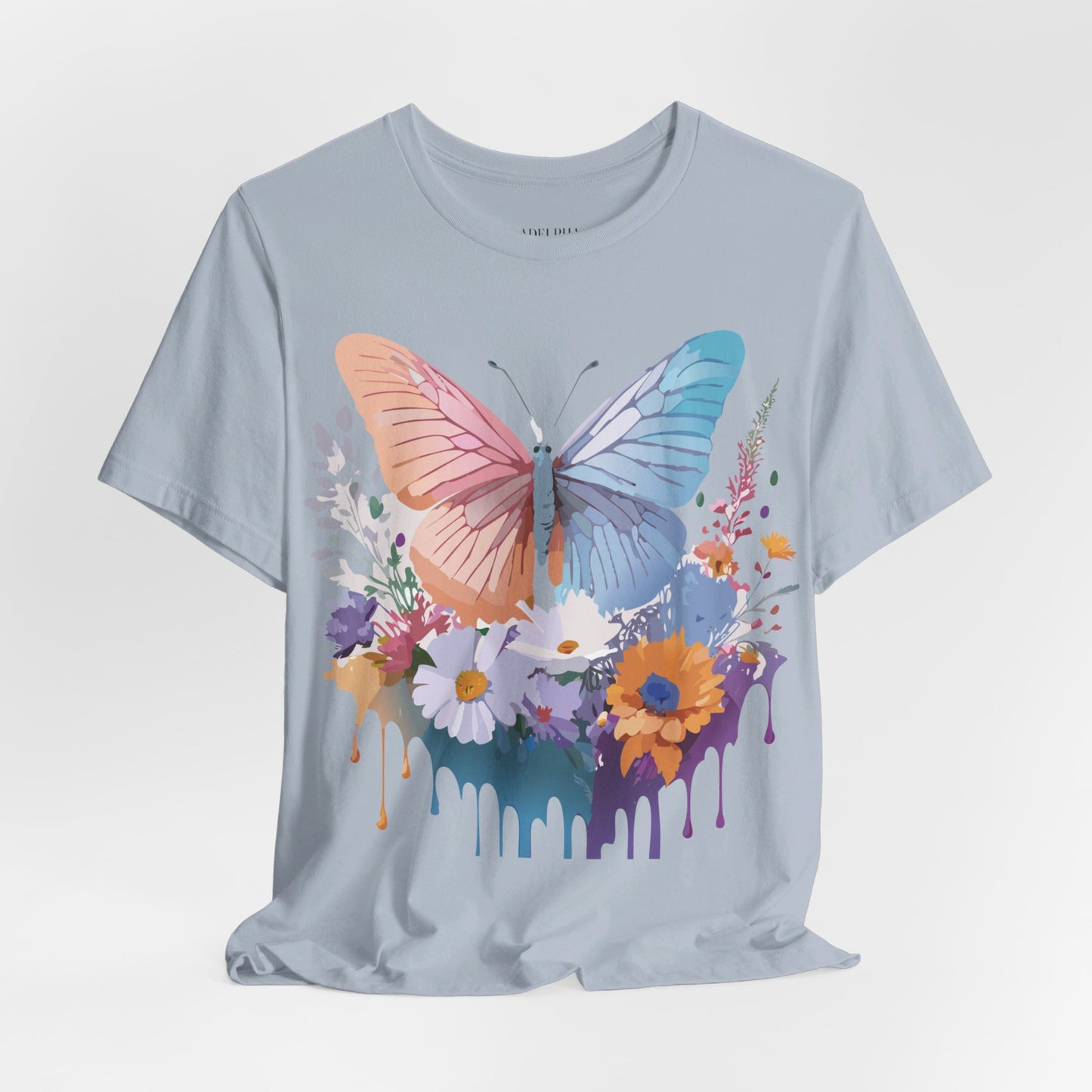 Natural Cotton Tee Shirt with Butterfly