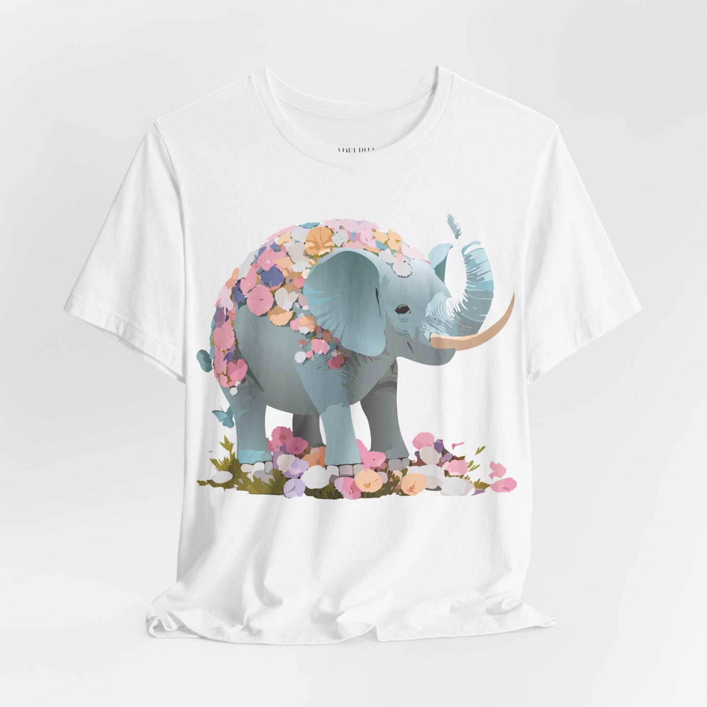 T-shirt en coton naturel avec motif éléphant