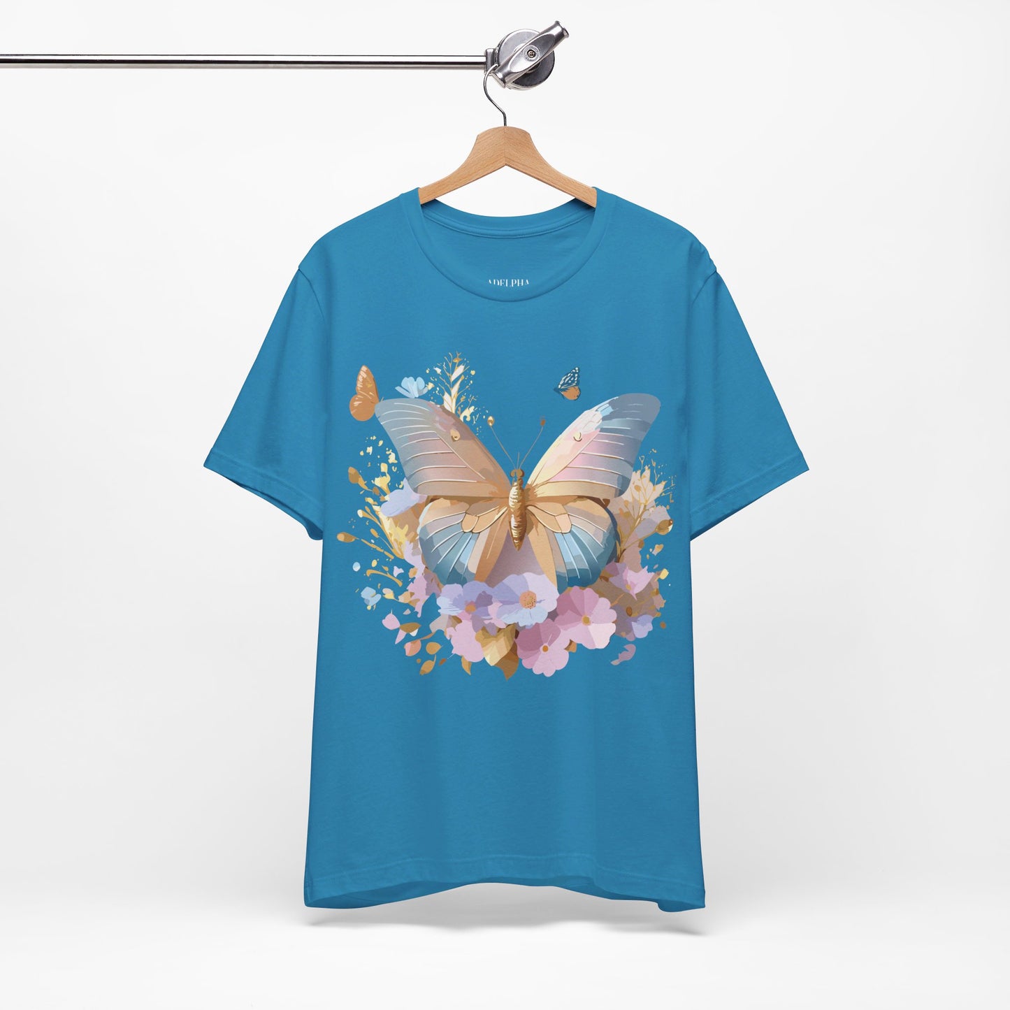 Natural Cotton Tee Shirt with Butterfly