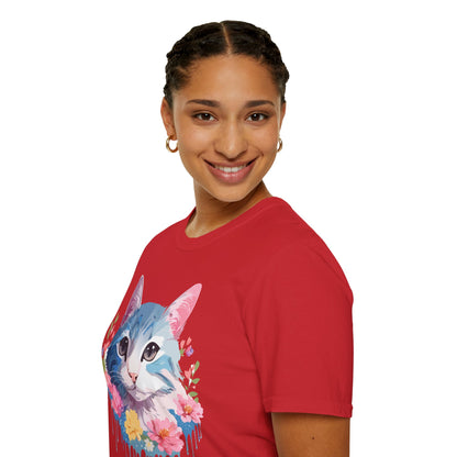 Cat Shirt Unisex Cat Tee Kitten Print Gildan Softstyle 64000