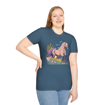 Unisex Horse Shirt With Animal Design Gildan Softstyle 64000 Tee