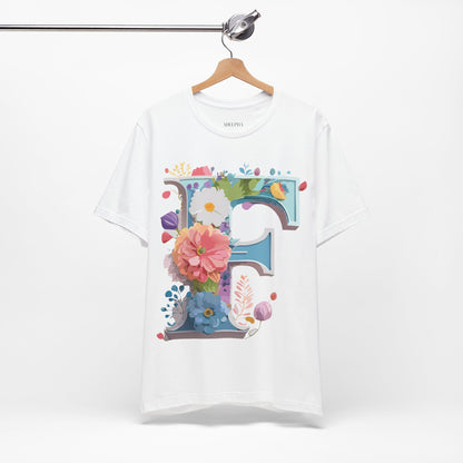 Natural Cotton Tee Shirt - Letters Collection - F Printify